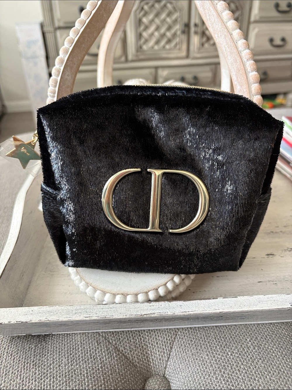 Dior Black Velvet Cosmetic Bag